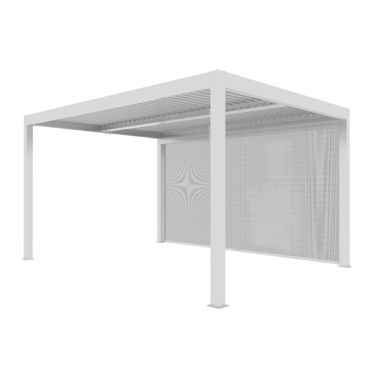 Tenda laterale bianca per pergola bioclimatica Gaia Xone - Perrone Shop