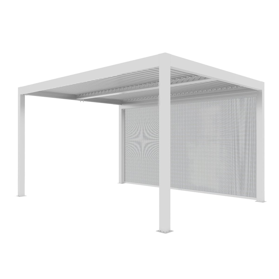 Tenda laterale bianca per pergola bioclimatica Gaia Xone - Perrone Shop
