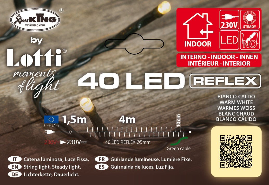 Catena luminosa 40 LED bianco caldo per albero di Natale | Lotti - Perrone Shop