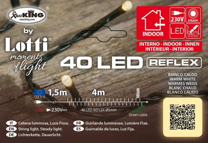 Catena luminosa 40 LED bianco caldo per albero di Natale | Lotti - Perrone Shop