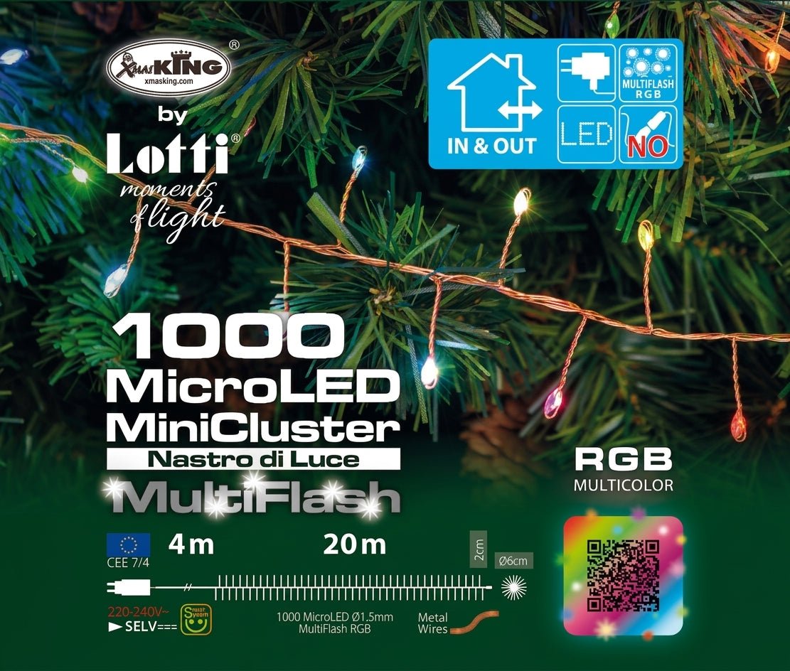 Minicluster Multicolor 1000 LED con Cavo in Rame – 20 Metri - Perrone Shop