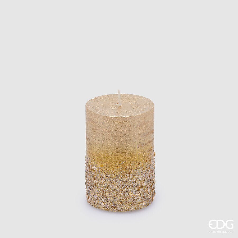 Candela Rustic Moccolo Glitter oro pallido - 2 misure | EDG - Perrone Shop