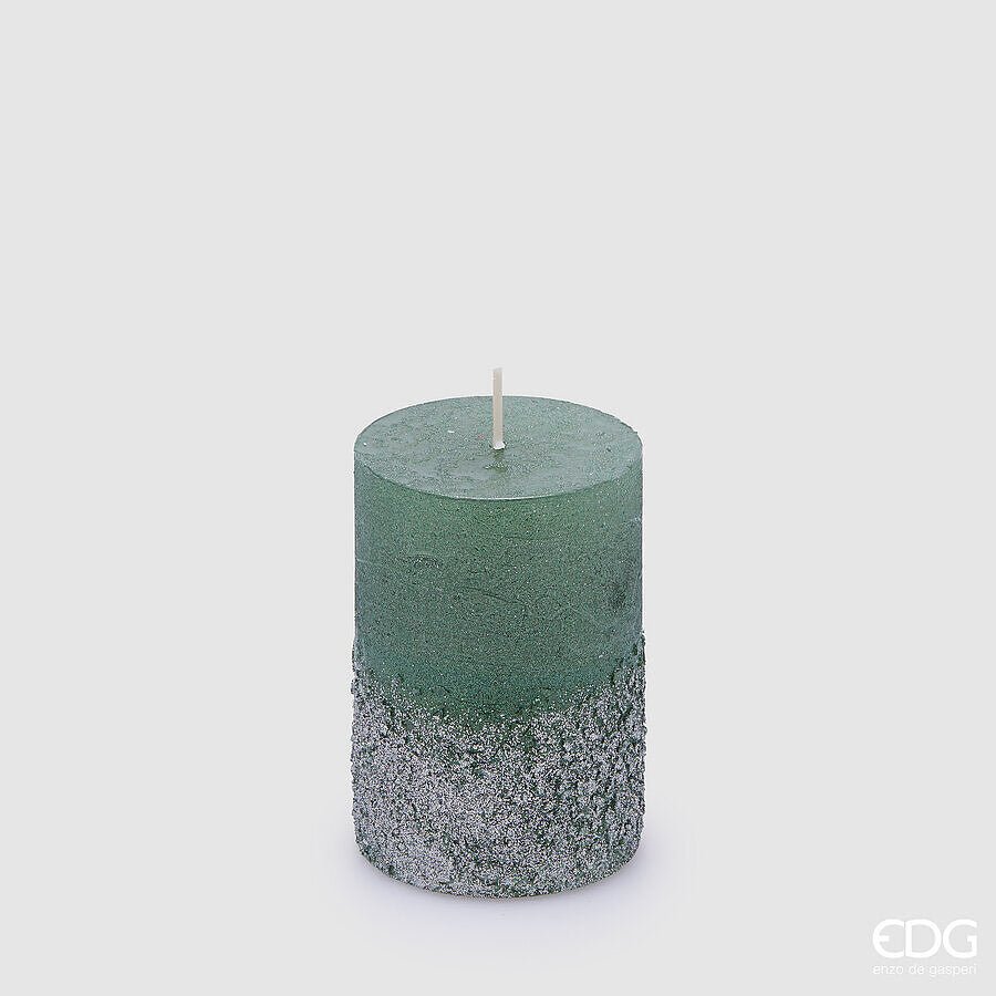 Candela Rustic Moccolo Glitter Verde - 2 misure | EDG - Perrone Shop