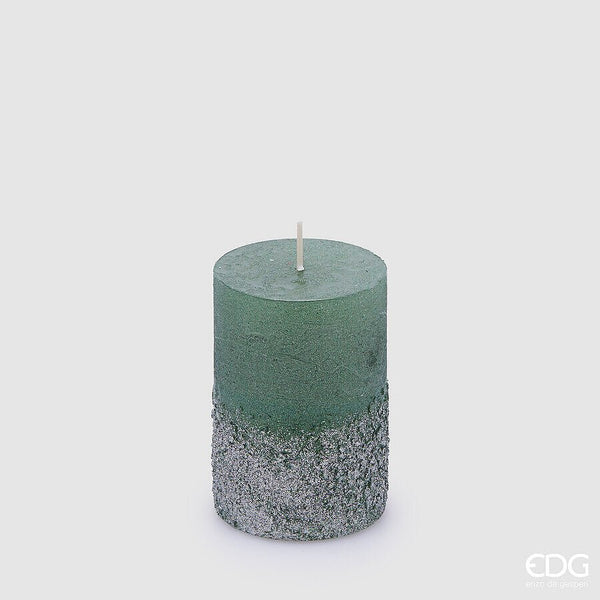 Candela Rustic Moccolo Glitter Verde - 2 misure | EDG - Perrone Shop