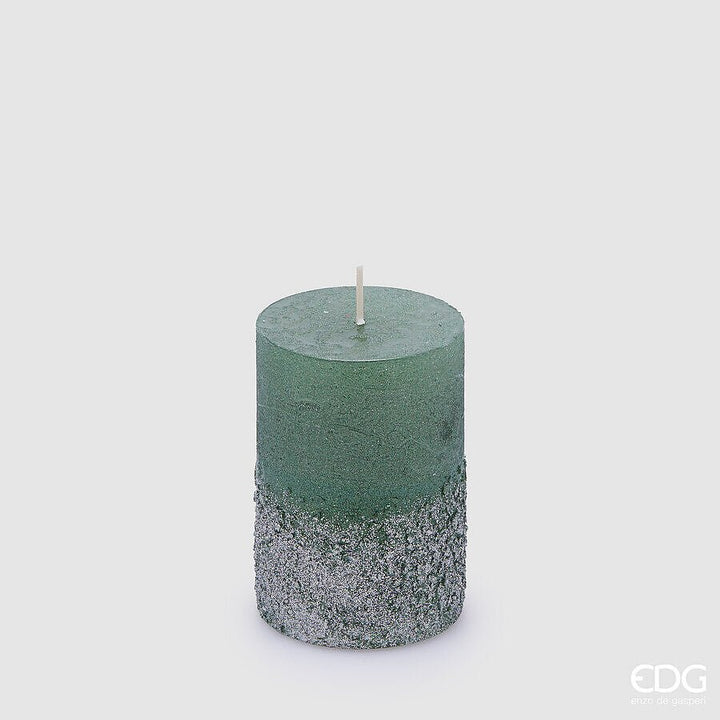 Candela Rustic Moccolo Glitter Verde - 2 misure | EDG - Perrone Shop