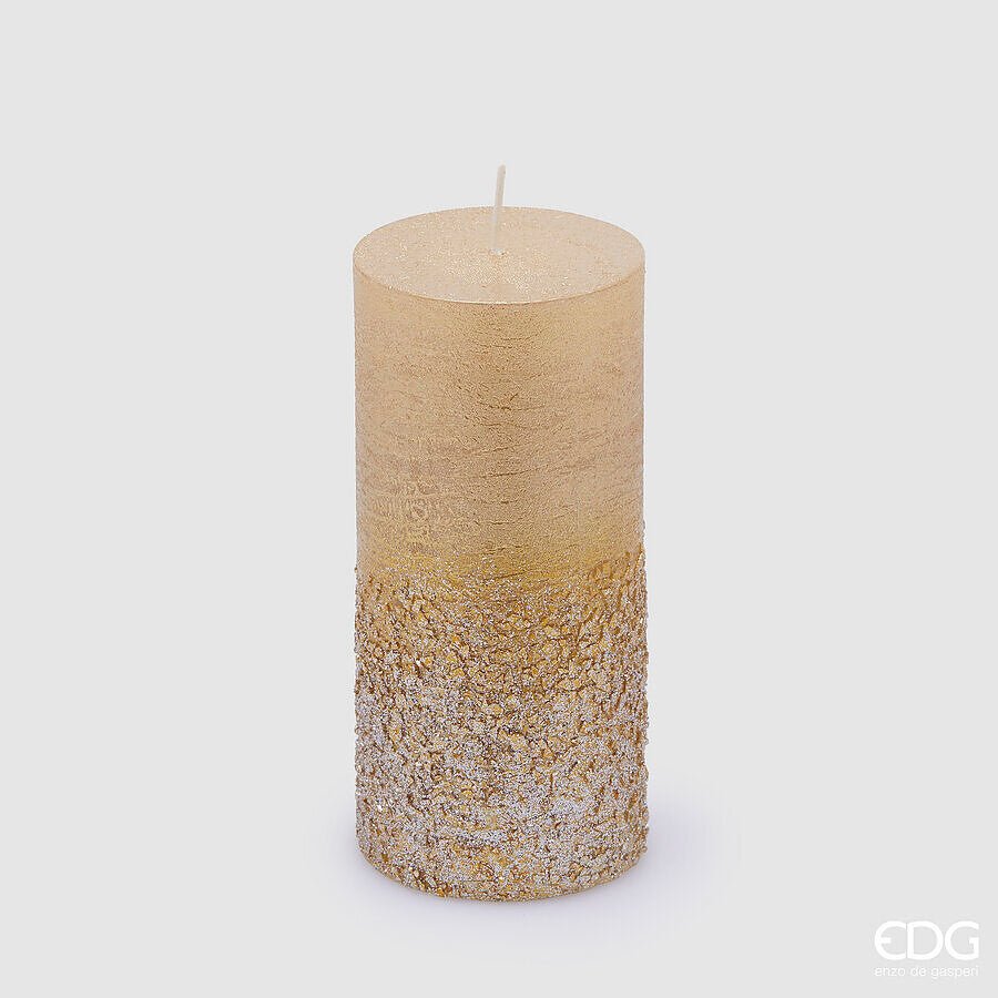 Candela Rustic Moccolo Glitter oro pallido - 2 misure | EDG - Perrone Shop