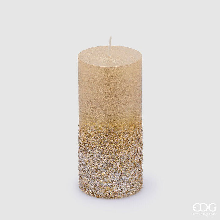 Candela Rustic Moccolo Glitter oro pallido - 2 misure | EDG - Perrone Shop
