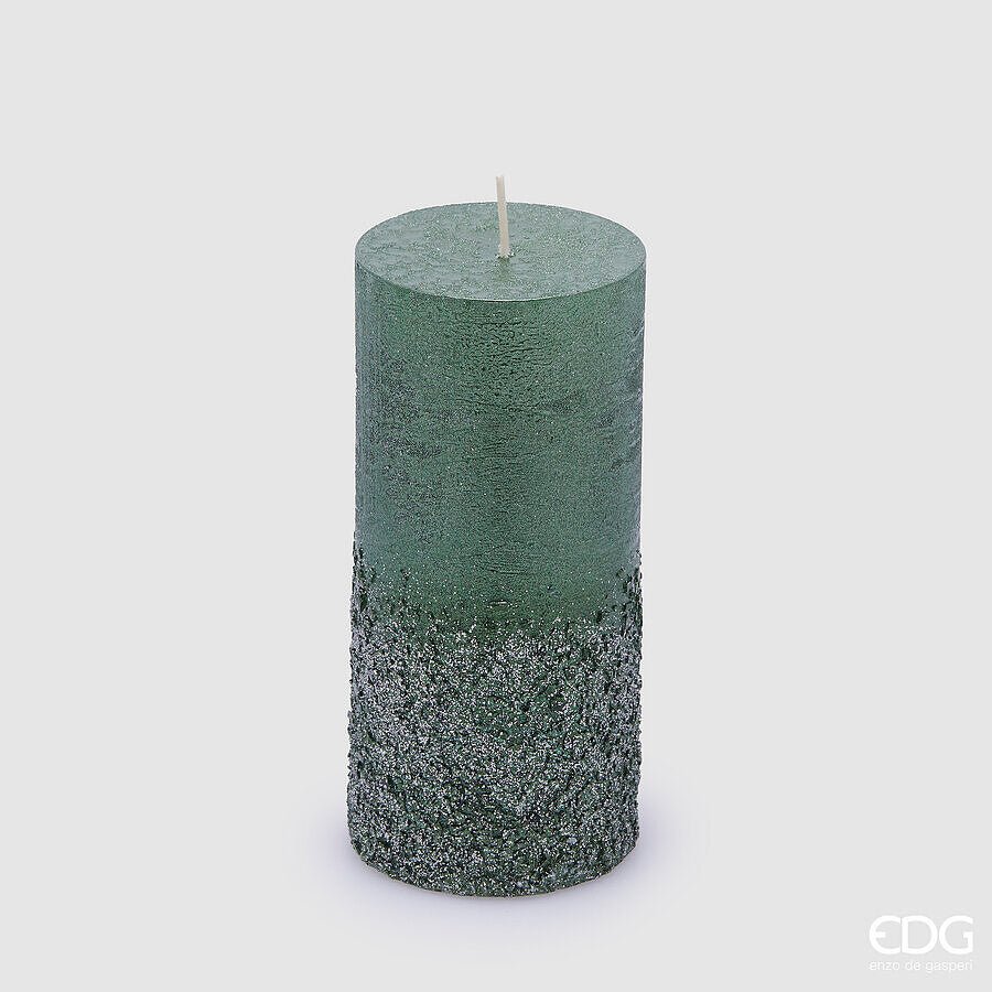 Candela Rustic Moccolo Glitter Verde - 2 misure | EDG - Perrone Shop