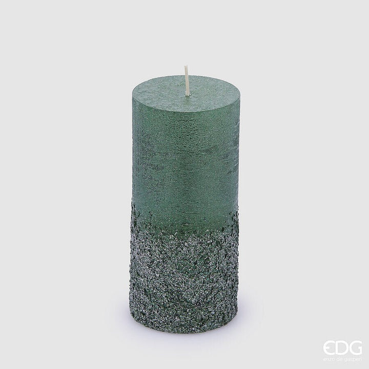 Candela Rustic Moccolo Glitter Verde - 2 misure | EDG - Perrone Shop