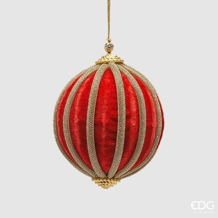 Palla in velluto a spicchi rossa D10cm | EDG - Perrone Shop