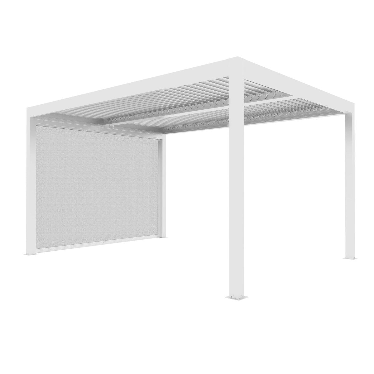 Tenda laterale bianca per pergola bioclimatica Gaia Xone - Perrone Shop