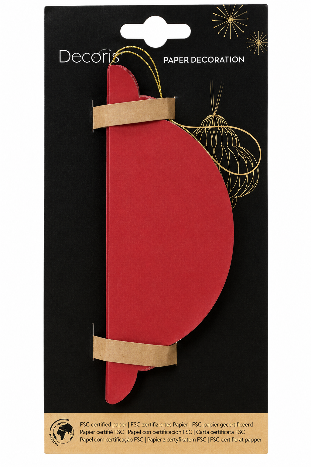 Sfera Natalizia in Carta Rossa Ø 11,5 x H 15 cm | Kaemingk