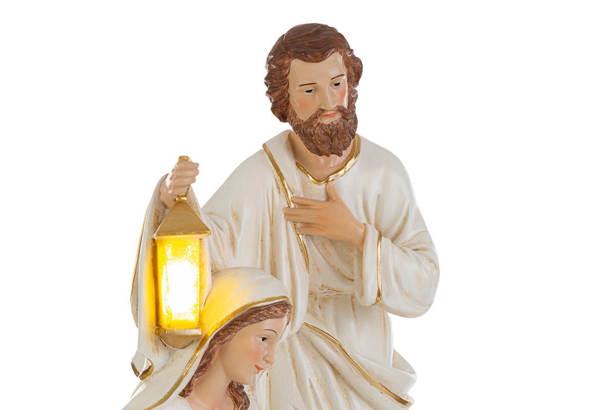 Sacra Famiglia in Resina con LED 23 x 16 x 38 cm | Le Stelle - Perrone Shop