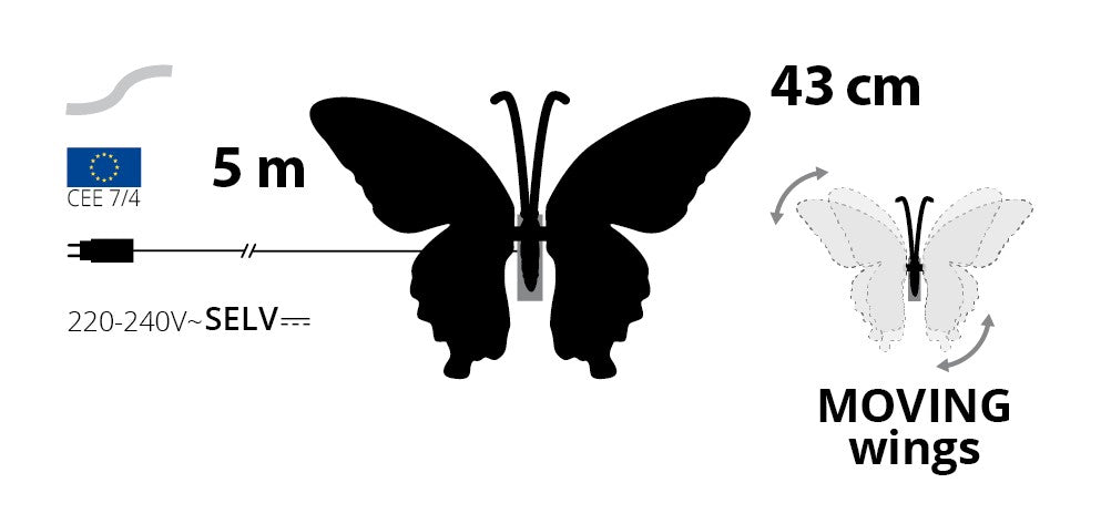 Farfalla luminosa LED con ali in movimento - Perrone Shop