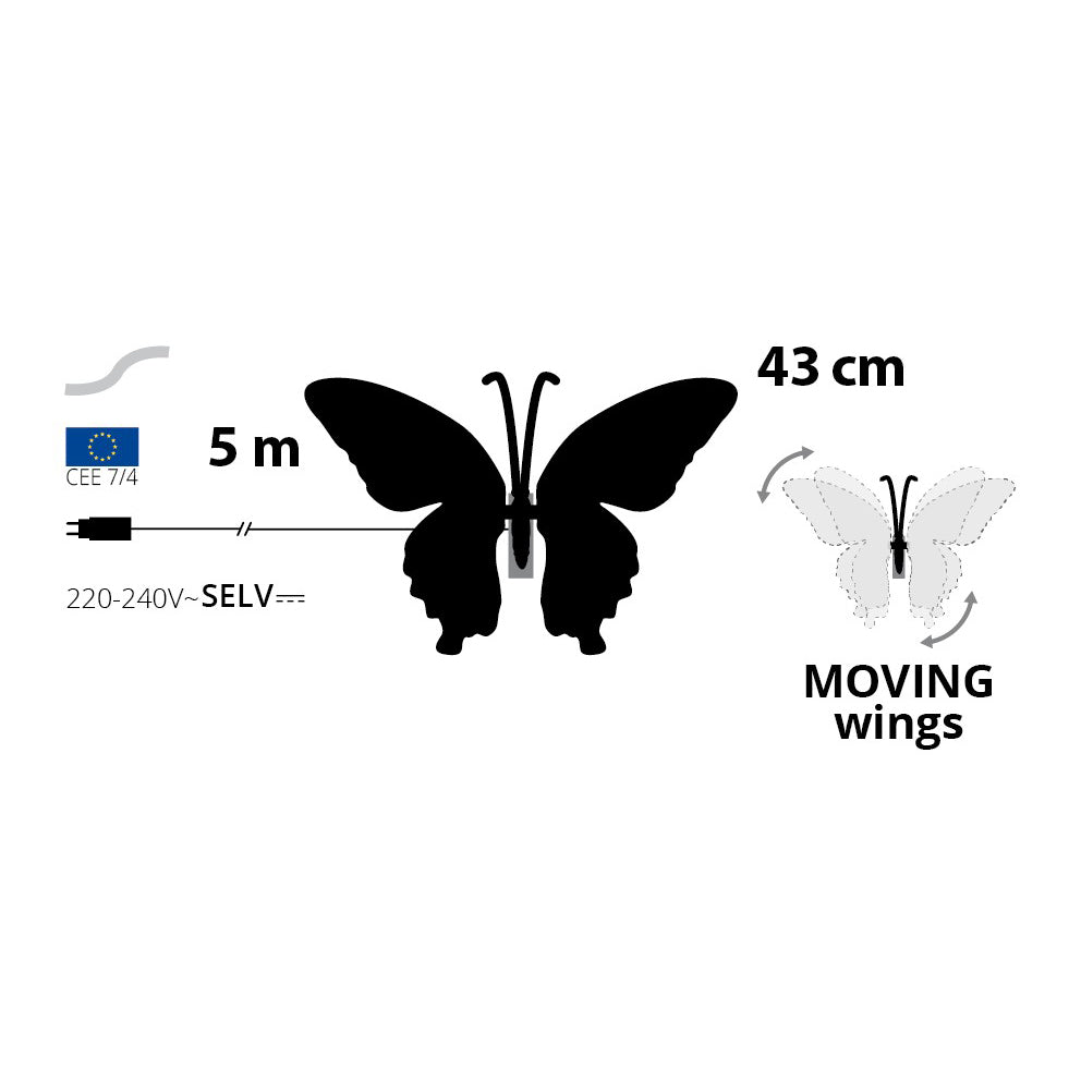Farfalla luminosa LED con ali in movimento - Perrone Shop