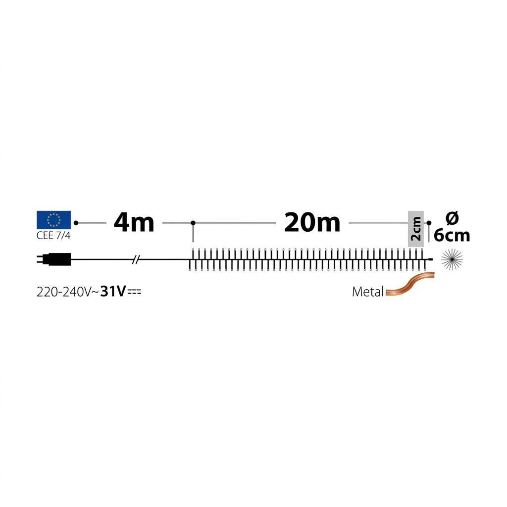Minicluster Multicolor 1000 LED con Cavo in Rame – 20 Metri - Perrone Shop