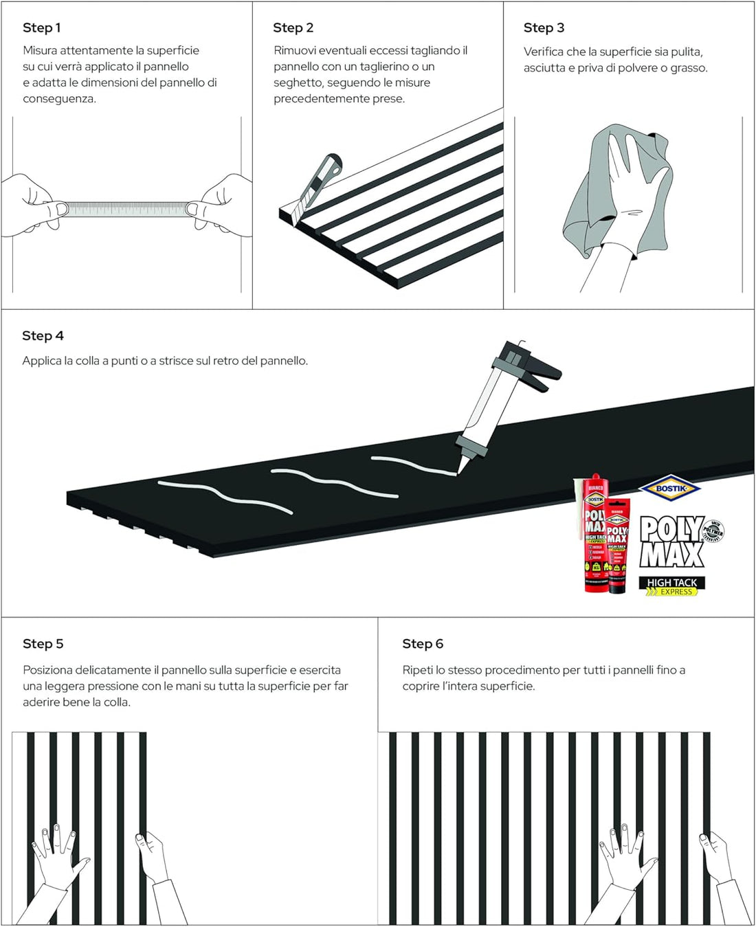 Set 10 Pannelli Decorativi effetto legno dogato in PVC H280x30x1cm | OX Zeroper