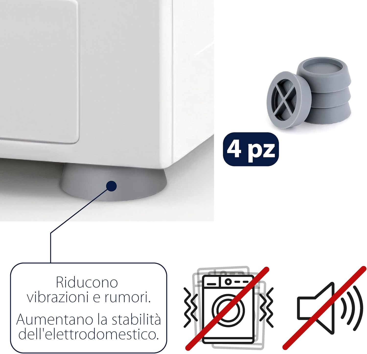 4 supporti antivibrazione per lavatrice e asciugatrice | DomoLiving