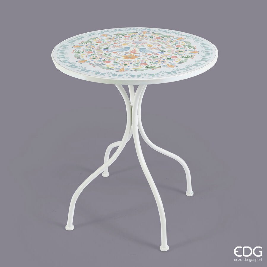 Set da giardino tavolo rotondo in ferro battuto Decomix con 2 sedie | EDG - Perrone Shop