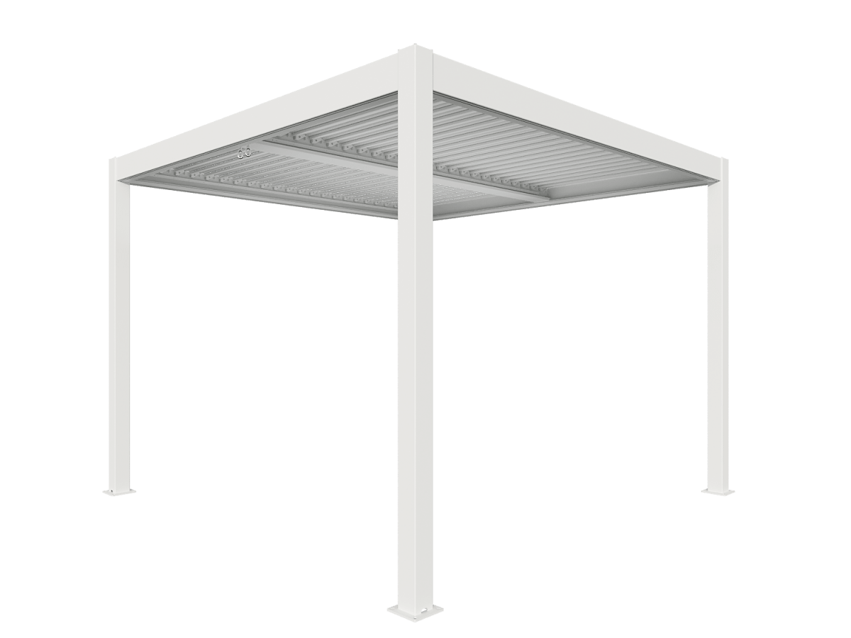 Pergola bioclimatica autoportante in alluminio bianco Gaia Xone - Perrone Shop