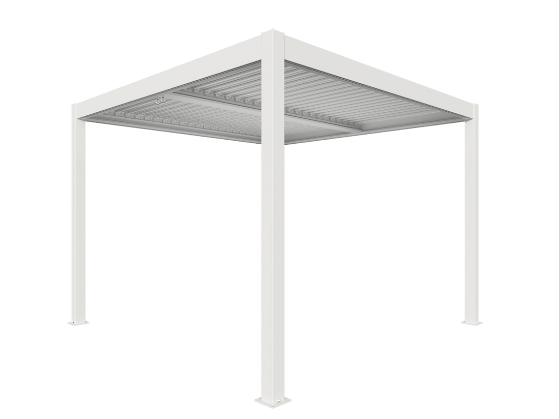 Pergola bioclimatica autoportante in alluminio bianco Gaia Xone - Perrone Shop