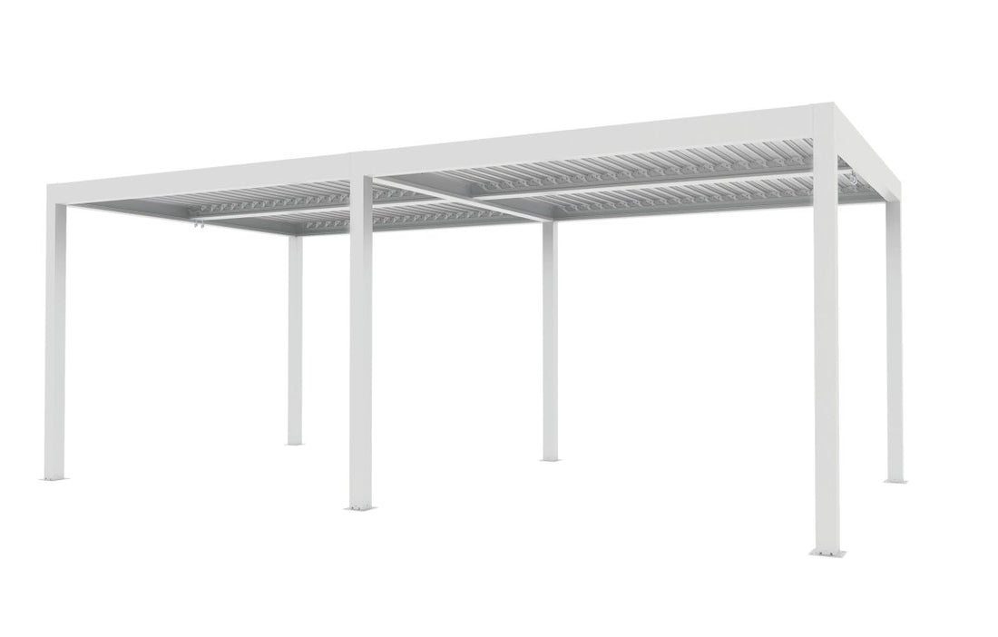 Pergola bioclimatica autoportante in alluminio bianco Gaia Xone - Perrone Shop