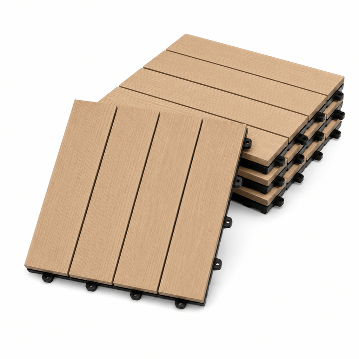 Set Piastrelle WPC a incastro click da esterno effetto legno 50x50cm - 4 pezzi - Perrone Shop
