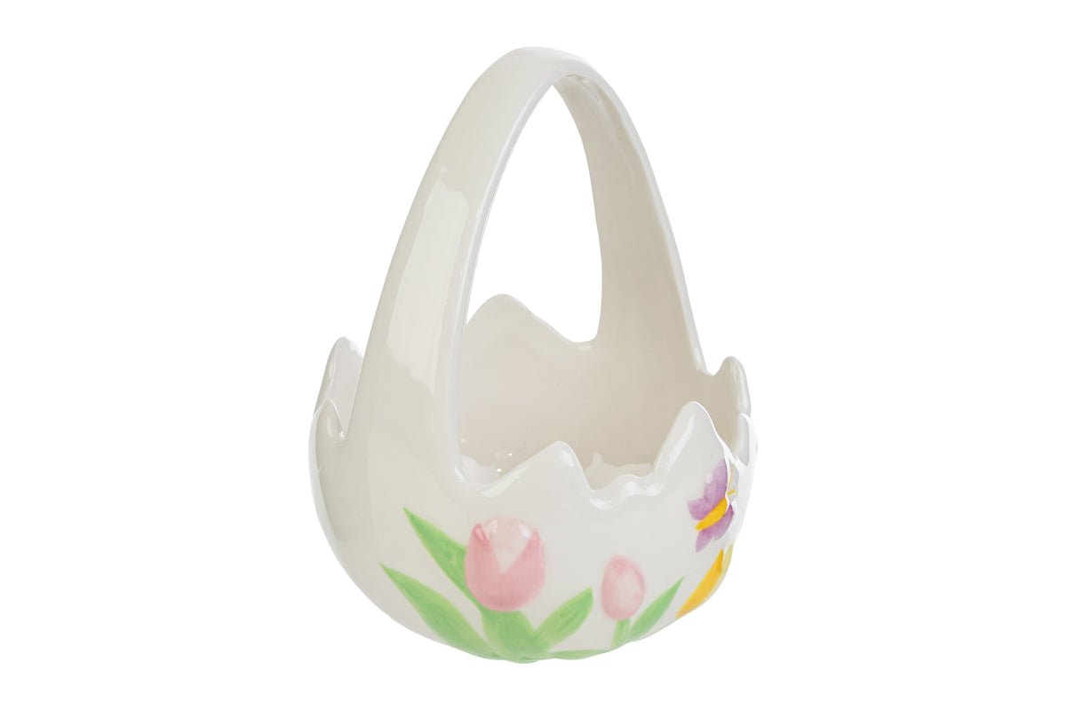 Cestino pasquale in porcellana con tulipani - Perrone Shop