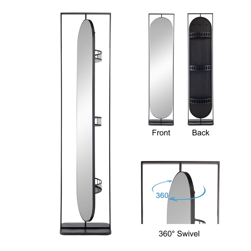 Specchiera Rotante in Metallo Nero