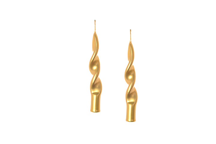 Set 2 Candele Fiamma Oro Lucido