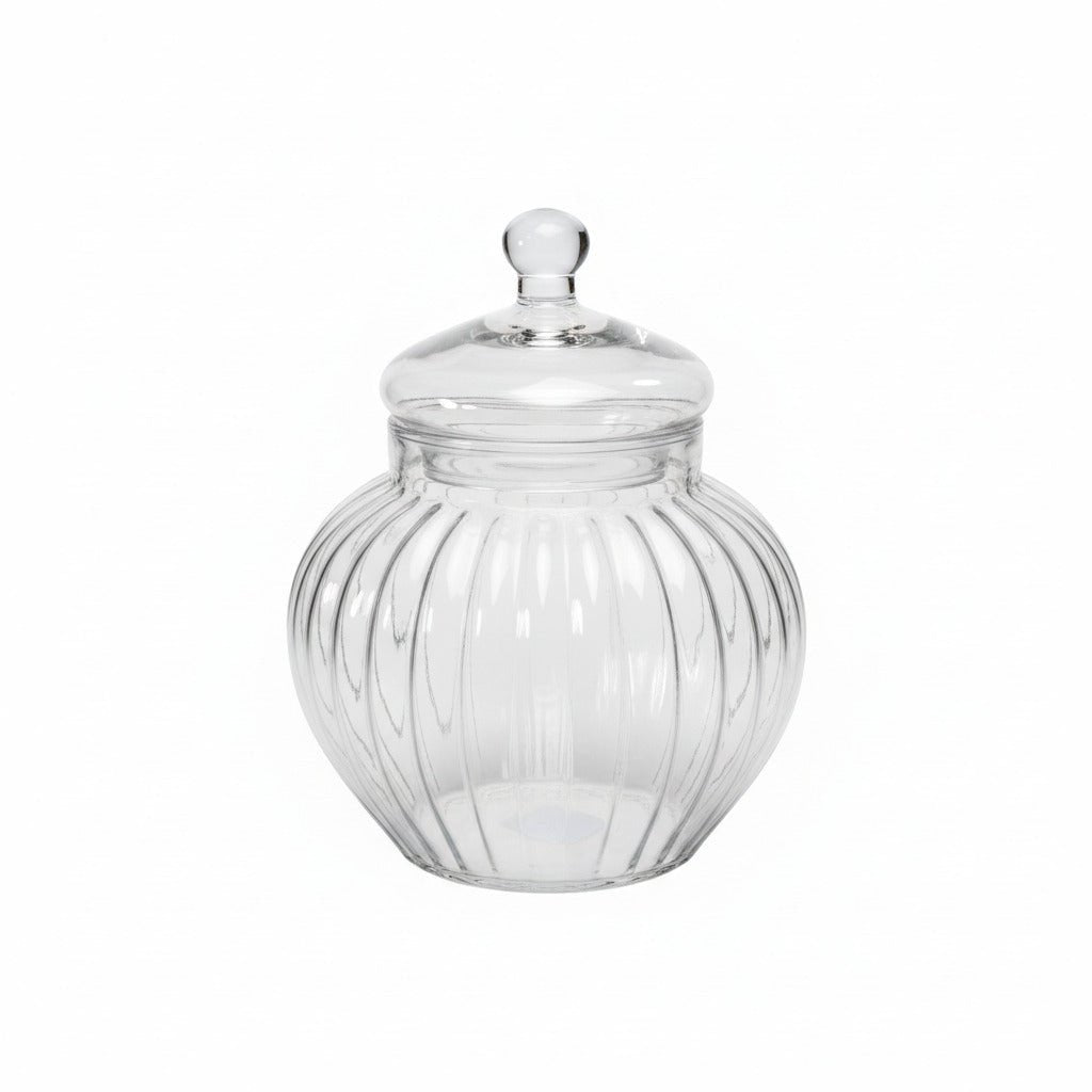Potiche in vetro rigata D.13 H20cm | Mercury - Perrone Shop