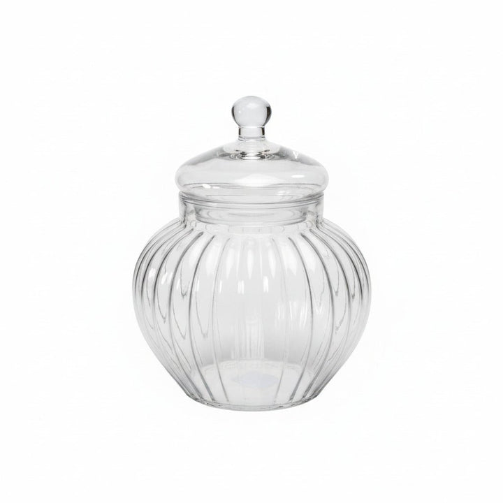 Potiche in vetro rigata D.13 H20cm | Mercury - Perrone Shop
