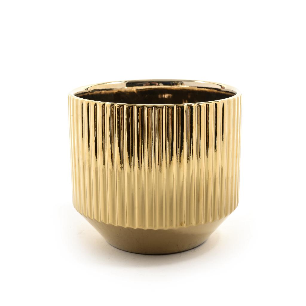 Vaso in ceramica rigato Oro | Mercury