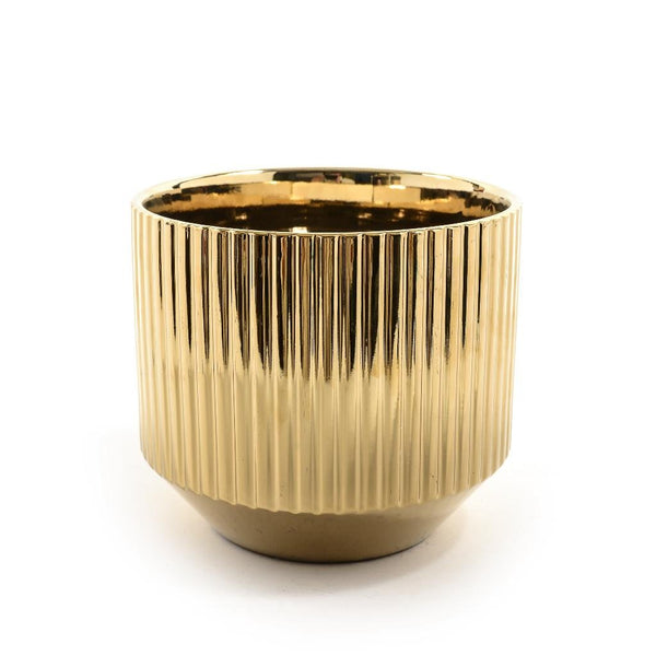 Vaso in ceramica rigato Oro | Mercury - Perrone Shop