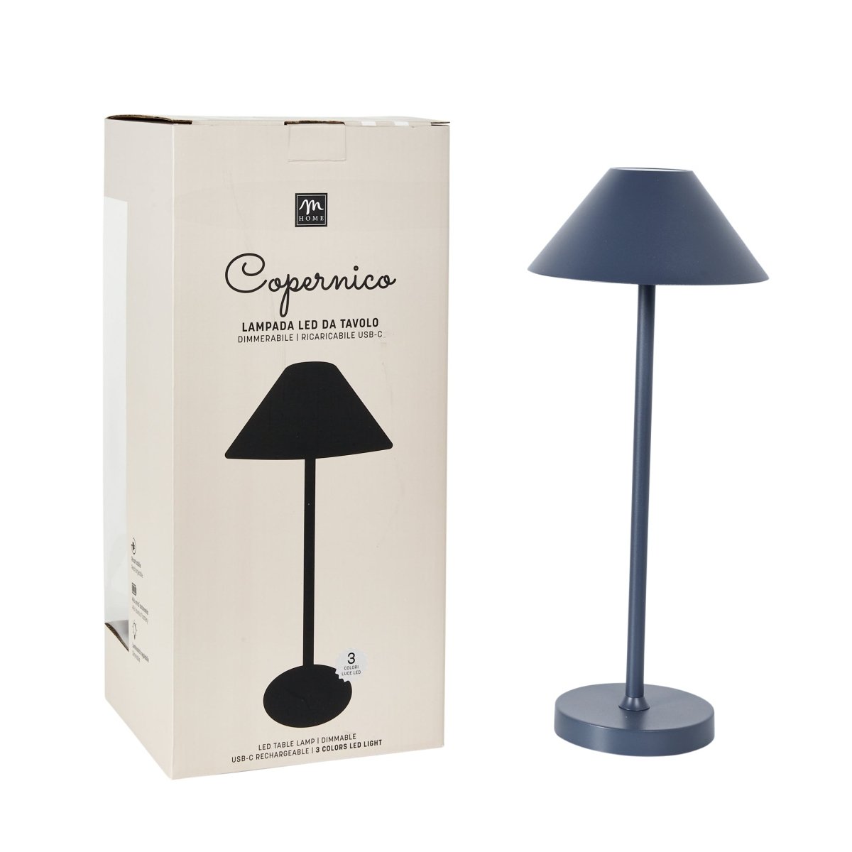 Lampada da tavolo ricaricabile Blu dimmerabile - Perrone Shop