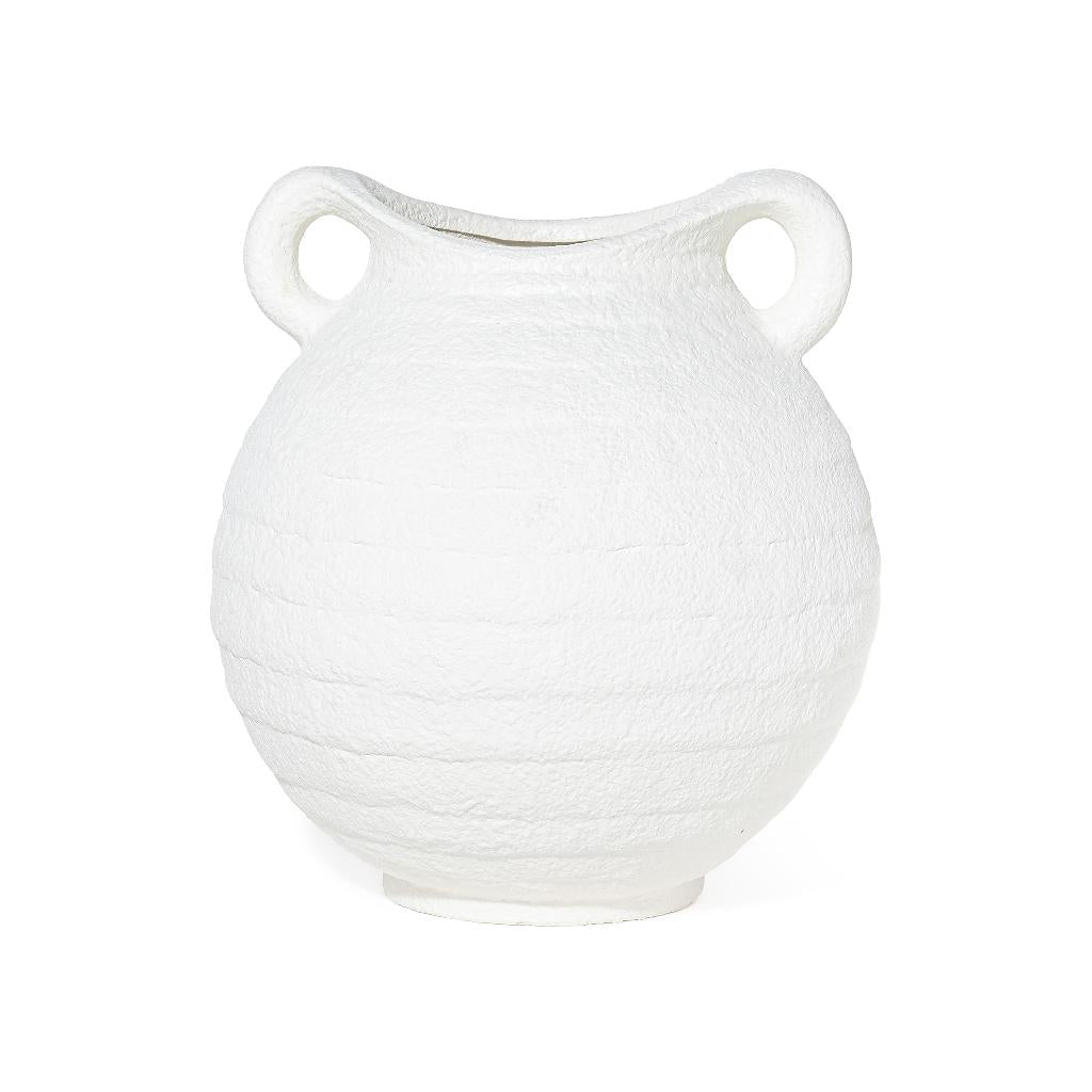 Vaso bianco in terracotta con manici H26,5cm - Perrone Shop