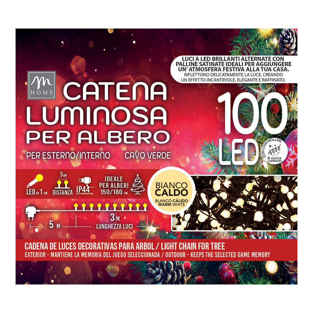 Catena 100 Led microsatinate bianco caldo | Mercury