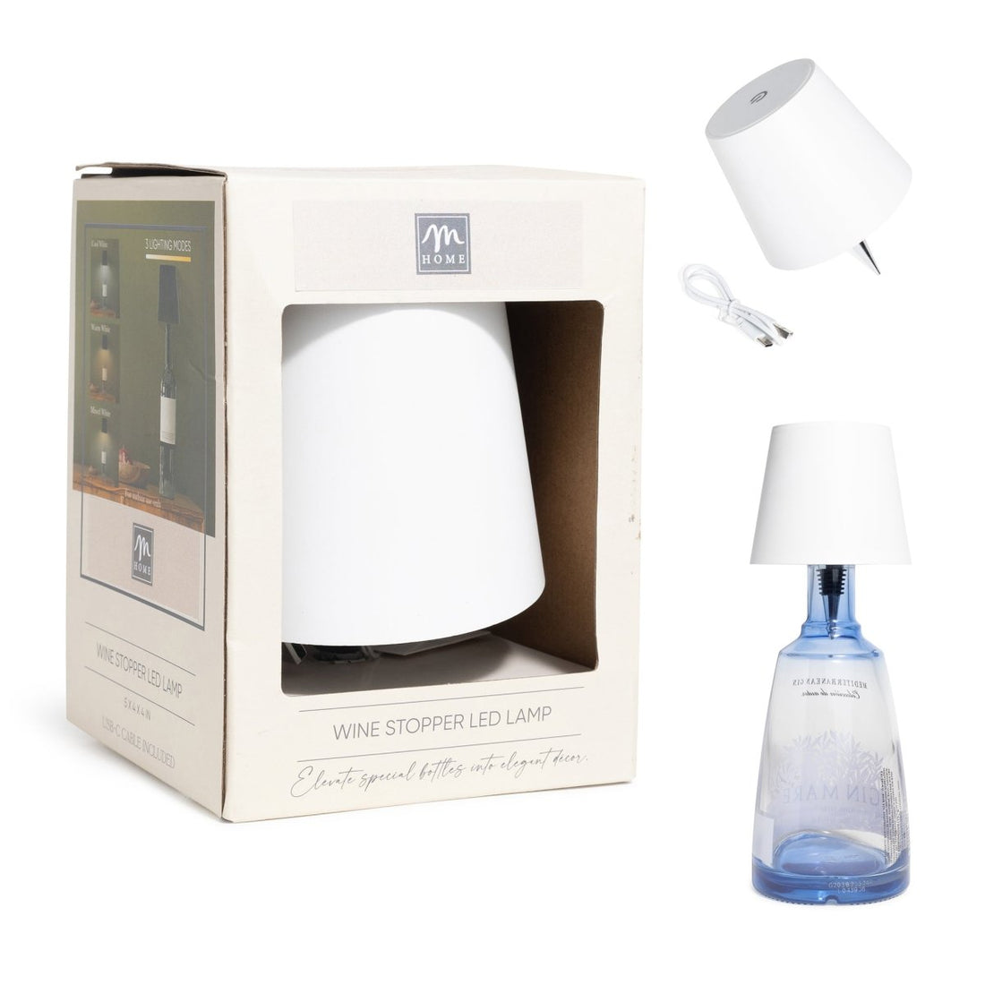 Lampada dimerabile per bottiglie Bianco D.11XH.14cm - Perrone Shop