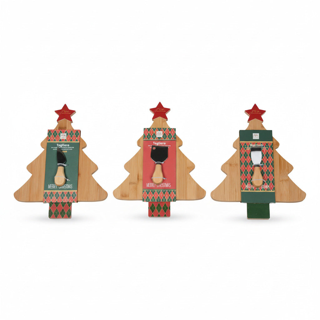 Tagliere Albero di Natale in Bambù con utensile per formaggio | Mercury