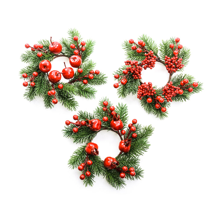 Girocandela Natalizio Naturale con Bacche Rosse