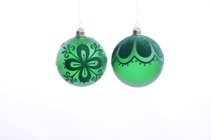 Palla vetro verde con decori D.10CM | Mercury - Perrone Shop