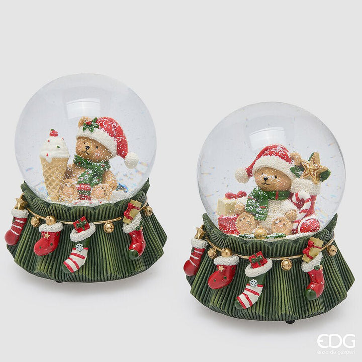 Sfera ad acqua carillon con orsetto H.14,5 D.11,5 | EDG - Perrone Shop