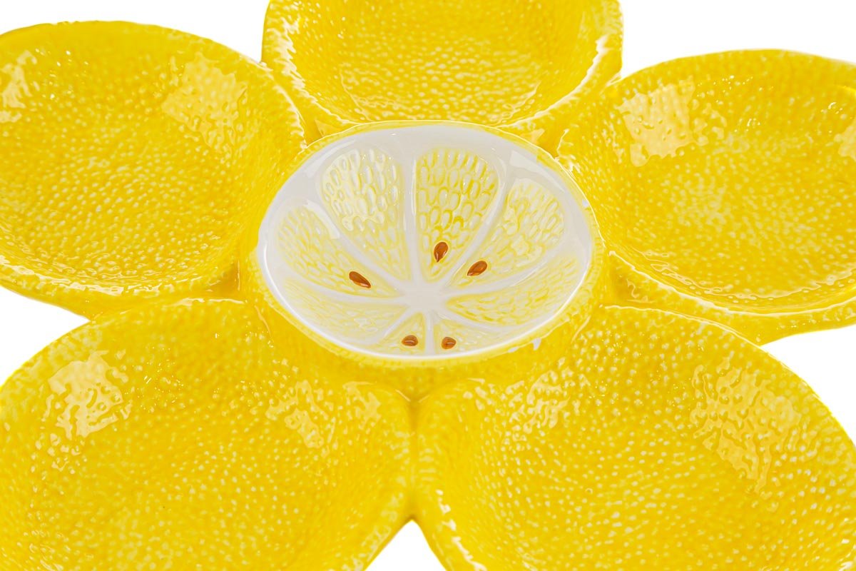Antipastiera in ceramica decorazione limone 31X2 - Perrone Shop