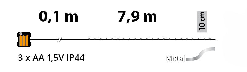 Catena 80 MicroLED 8 m a Batteria con Timer IP44 | Lotti - Perrone Shop