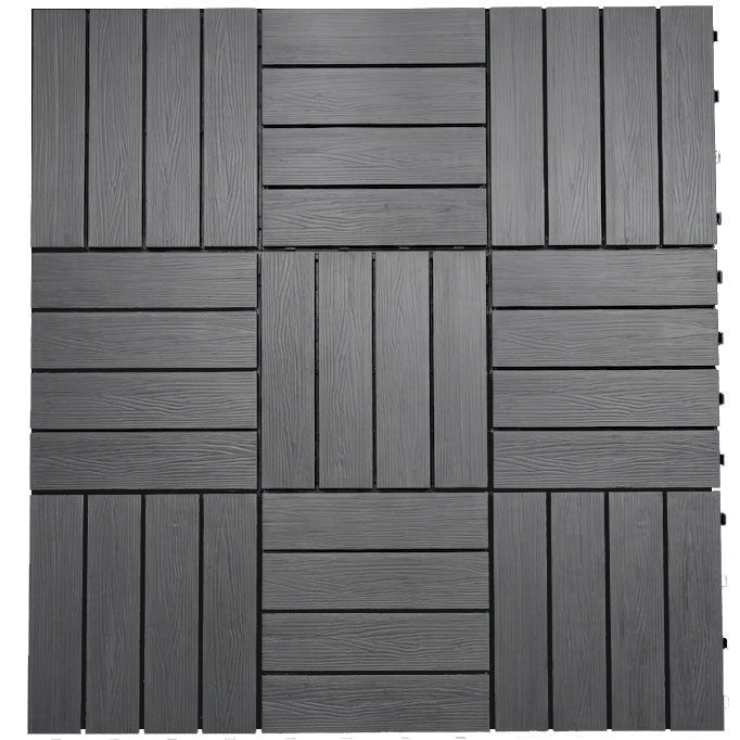 Set Piastrelle WPC a incastro click da esterno effetto legno 30x30 cm - 9 pezzi