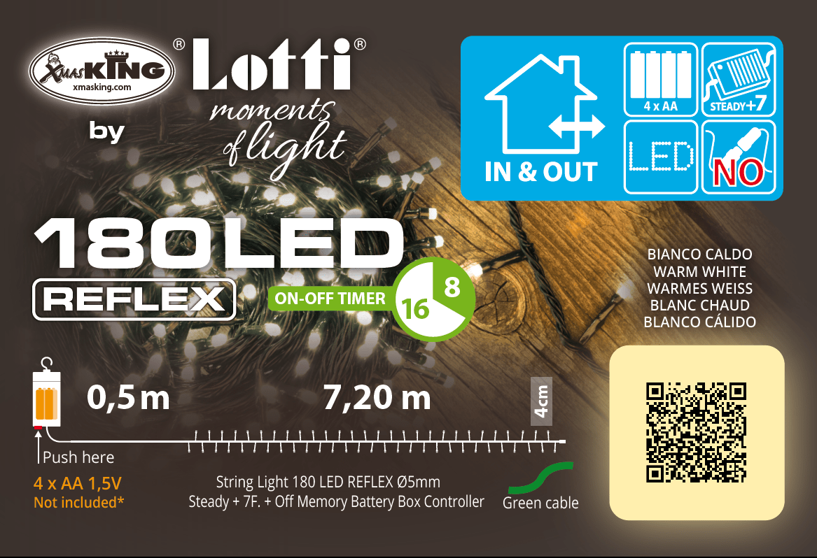 Confezione originale catena luminosa TL 180 LED Lotti