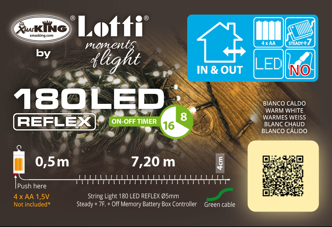 Confezione originale catena luminosa TL 180 LED Lotti