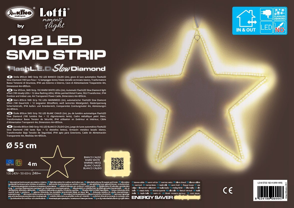 Stella Luminosa LED Ø55 cm Bianco Caldo – FlashLED Slow - Perrone Shop