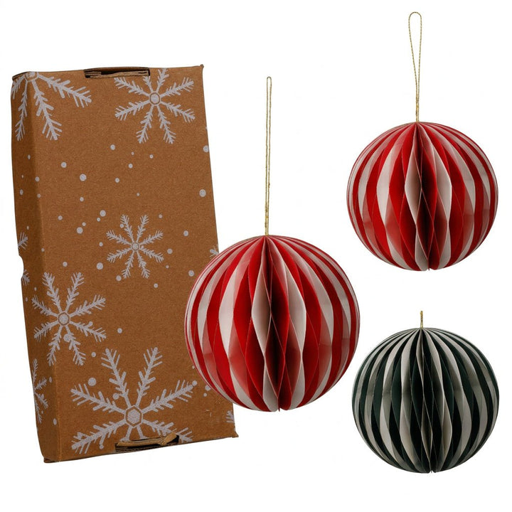 Sfera decorativa in carta bicolore 15 cm verde e rosso | Koopman - Perrone Shop