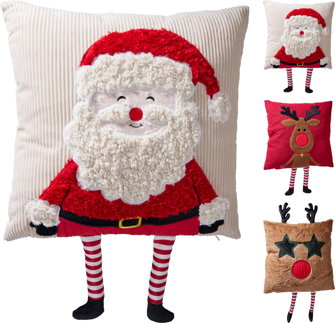 CUSCINO NATALE 45X45CM 3ASS CON GAMBE